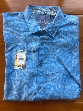 Robert Graham Mens Shirt Bayview XL Black Short Sleeve Printed Classic NWT $178